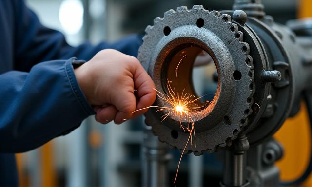 Industrielle Maschine mit einem reparierten Metallteil
